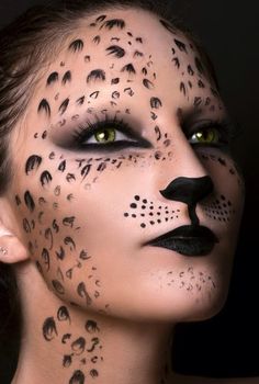 Tiger Makeup, Leopard Makeup, Animal Makeup, Leopard Face, Face Paint Makeup, Cat Halloween Costume, Theatrical Makeup, Special Effects Makeup