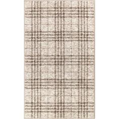 a beige and black plaid rug on a white background