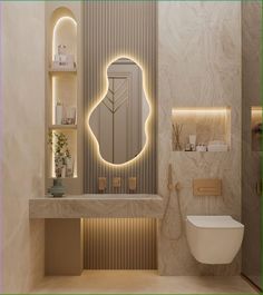 a bathroom with a sink, toilet and mirror in it's centerpieces