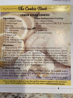 a recipe for lemon sugar cookies with instructions