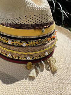 Colombian Handmade Hat, Infinity Lucky Eye Ref, Colorful Summer Hat for Women, Straw Hat , Beach Hat , Decorated Hat, Gift for Her - Etsy Multicolor Brimmed Fedora For Beach, Multicolor Curved Brim Hat Bands For Beach, White Summer Straw Hat For Festival, Artisan Natural Fedora For Beach, Artisan Toquilla Straw Fedora For Beach, Multicolor Straw Hat For Summer Festivals, Beige Woven Sun Hat For Festival, Bohemian Woven Sun Hat For Beach Season, Bohemian Woven Straw Hat For Vacation