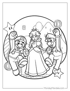 mario and princess peach coloring pages