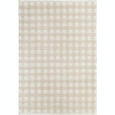 a beige and white checkered rug on a white background