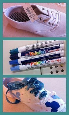 Disney Shoe Designs, Mickey Shoes, Disney Diy Crafts, Disney Clothes, Diy Disney, Disney Shoes, Disney Day, Disneyland Trip