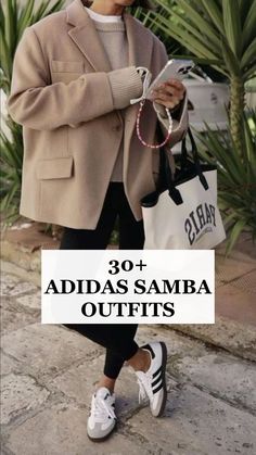 Check out 30 Adidas Samba outfits you can't miss on Pinterest right now! From trendy Samba Adidas outfits and chic Adidas Samba looks to pairing them with Skandinavian fashion, there's something for every style. Try a casual Samba outfit with baggy jeans or go for a cozy fall outfit with a cardigan. Explore winter outfit ideas, like a black jeans women outfit or stylish outfits with a white cardigan. Perfect inspo for back to school and beyond! Beige Oversized Sweater