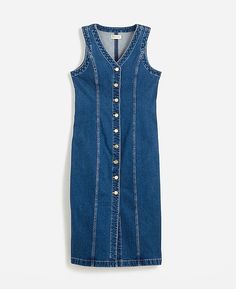 Denim V-Neck Midi Dress in Handlon Wash | Madewell Denim Vest Dress, Madewell Denim Dress, V Neck Midi Dress, Madewell Denim, Denim Vest, Vest Dress, Denim Dress, Madewell, Midi Dress