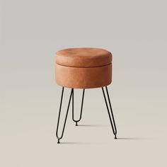 Brown Mini Ottoman, Bedside Stool, Coffee Table Office, Stool With Storage, Round Desk, Desk Stool, Office Stool, Stylish Makeup, Entryway Shoe