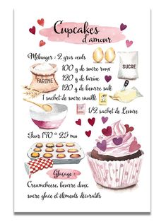 a poster with different types of cupcakes and other things to make it look like they