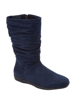 The Aneela Wide Calf Boot by Comfortview - Women's Plus Size Clothing Navy Boots, Trendy Shoes For Women, Wide Calf Boots, Wide Boots, Wide Calf, Fall Shoes, Calf Boots, Trendy Shoes, Mid Calf Boots