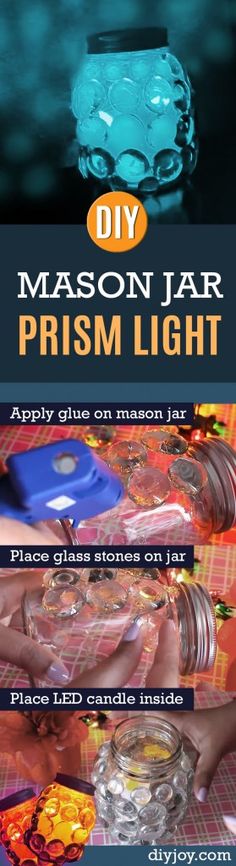 an advertisement for mason jar prism light