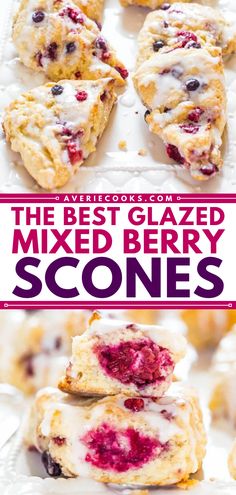 the best glazed mixed berry scones are made with fresh berries and cream cheese