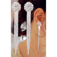 Silver Chandelier Earrings 925 Sliver Plated Zinc Alloy Elegant Style Free Jewelry With Purchase Bride Drop Earrings, Korean Earrings, Wedding Earrings Drop, Long Tassel Earrings, Bride Earrings, Crystal Dangle Earrings, Tassel Drop Earrings, Long Drop Earrings, Fringe Earrings