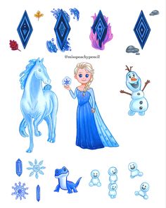 the frozen princess and her friends are depicted in this drawing