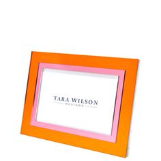 an orange and pink frame with the name tara wilson on it