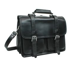 Dimension: 18 * 12.5 * 8"; Weight 10 Lb; Shoulder Strap: 37.5 - 67" Fit Laptop Width Up To 17" Width; 2 Large Sections; 3 Full Leather Straps 2 Front Clasp Latch Lock Flap Over Pocket 8 * 6.7 "; 2 Side Pockets Large Back Pocket; 2 Large Internal Pockets And Pen Holders Heavy And Heavy Duty, Full Grain Leather Made, Classic Collection Fantasy Bags, Briefcase Backpack, Cross Bags, Black Leather Messenger Bag, Random Objects, Leather Messenger Bag Men, Pretty Journals, Backpack Travel, Backpack Travel Bag