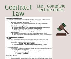 a poster with the words contract law on it