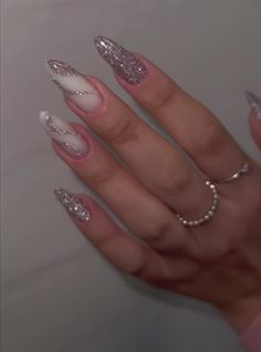 Prom Nails Silver, Wow Nails, Colorful Nails, Silver Nails, Nail Arts, Cute Acrylic Nails