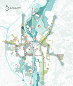 a map showing the location of different roads and streets in berlin, with arrows pointing to each