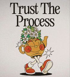 a book cover with an image of a cartoon character holding a teapot and flowers