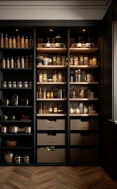 an organized pantry with lots of items in it