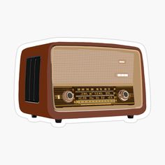 an old fashioned radio sticker on a white background