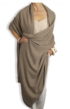 Cashmere Wrap - Mink by Catherine Robinson Nubian Style, Yazemeenah Rossi, Stylish Drapes, Cashmere Robe, Mink Colour, Big Scarf, Parisian Chic Style, Luxury Loungewear, Cashmere Outfits