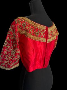 Red Hand Embroidered pure silk blouses USA Blouse size 36 -42/44 - pure velves blouses - color : Ref. These well made blouses are perfectly lined - padded - with back ties - hand embroidered with gemstones - to pair with any kanjivaram / patola or raw silk sarees . Hand embroidered beauties / glorified look to any saree. Red Velvet Blouse, Readymade Blouses Online, Raw Silk Saree, Silk Blouses, Velvet Blouses, Readymade Blouse, Blouse Online, Red Blouses, Raw Silk