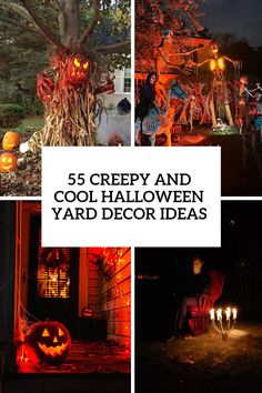 halloween yard decorations with pumpkins and jack o lanterns