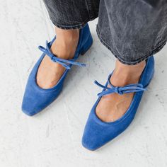 The Heeled Ballet [Blue] – E I T H E R / O R Carbon Neutral, Blue Flats, Boots For Sale, Womens Heels, Dream Wardrobe, Cute Shoes, Pumps Heels, Leather Sandals, Bow Tie