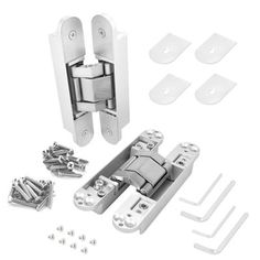 an assortment of hardware and parts for sliding doors