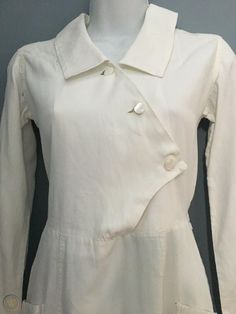 1940s WW2 VINTAGE US Nurse Long Sleeved Uniform | #2025956265 Old Nurse Uniform, Wet Nurse, Vintage Knitwear, Austerity, Nurse Uniform, Nursing Clothes, Fencing, A Dress