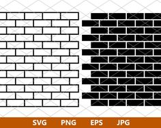 two black and white brick wall panels