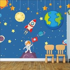 School Wall Art Ideas, Kids Bedroom Walls, School Wall Art, School Murals, Nursery Mural, School Painting, Kids Interior Room, Kids Room Wallpaper, Class Decoration