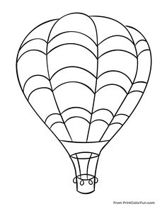 a hot air balloon is shown in black and white, with the words from printable fun