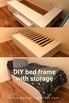 diy bed frame with storage underneath