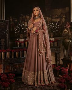 an earthy mauve lehenga. The skirt features motifs derived from sacred geometry and 17th century French artefacts. It is paired with an embroidered choli and an organza dupatta..

#shaadidukaan#weddingplanning#lehenga#duppatta#wedding Mauve Lehenga, Organza Dupatta, 17th Century, Sacred Geometry, Geometry