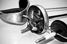 a couple of metal objects sitting on top of a table