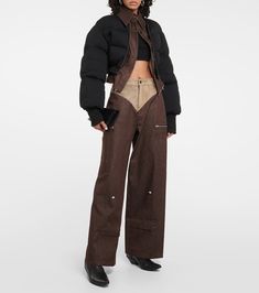 High-rise wide-leg cotton cargo pants in brown - Didu | Mytheresa Rhianna Cargo Pants, Luxury Casual Wide-leg Cargo Pants, Luxury Mid-rise Bottoms With Cargo Pockets, Cargo Pants Style, Cotton Twill Jacket, Cotton Cargo Pants, Womens Quilted Jacket, High Rise Style, Twill Jacket