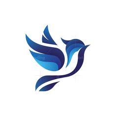 a blue bird logo on a white background