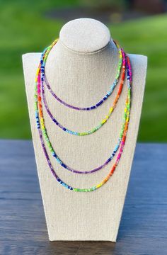 Multi Strand Seed Bead Necklace Hippie Necklace Wrap Around - Etsy Ombre Beaded Necklace, Colorful Adjustable Beaded Necklaces With Polished Beads, Colorful Adjustable Beaded Necklace With Polished Beads, Rainbow Beaded Necklaces For Jewelry Making, Rainbow Round Beaded Necklaces With Tiny Beads, Rainbow Spacer Beads For Jewelry Making, Colorful Heishi Bead Necklaces, Multi-strand Polished Beaded Necklaces For Beach, Polished Multi-strand Beaded Necklaces For Beach