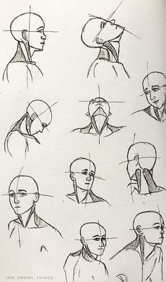 sketches of different heads and neck shapes