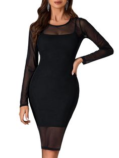 PRICES MAY VARY. Fabric: Long sleeve 2 piece outfit is light-weight, breathable, soft touching, stretchy, very comfortable. This set included see through sheer mesh overlay midi dress + inner cami dress. Features: Sexy 2 piece outfit features sheer mesh see through, long sleeve crewneck overlay, straps bodycon mini inner dress, offers you a sexy and charming look,let you catch people’s eyes in the crowd. Match: Bodycon set can be matched with your your favourite sunglasses, earrings, necklace, f Birthday Vacation, 2 Piece Outfit, Club Night, Mesh Overlay, Necklace Fashion, Long Sleeve Bodycon, Club Dresses, Cami Dress, Mesh Dress