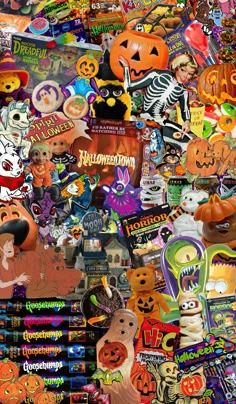 a large pile of halloween stickers and decorations