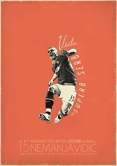 an old poster with a soccer player in the middle of it's back half