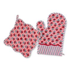 an oven mitt and pot holder set on a white background