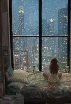 Cozy Winter Drawings, Calm Drawing Ideas, Looking Out The Window, Dreamy Art, الرسومات اللطيفة, City Lights, Pretty Art, Artsy Fartsy, Happy Place