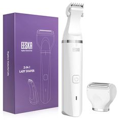 EESKA Bikini Trimmer for Women, 2-in-1 Rechargeable Womens Electric Shaver Pubic Hair Trimmer for Legs Arm and Bikini Hair, Painless Hair Removal Groomer Kit, IPX7 Waterproof Wet and Dry Use(White) Hair Shaver, Underarm Hair Removal, Painless Hair Removal, Gel Acrylic Nails, Body Hair Removal, Hair Removal Cream, Amazon Beauty Products, Nail Drill, Hair Trimmer