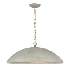 a large pendant light with chain hanging from it's center, on an isolated white background