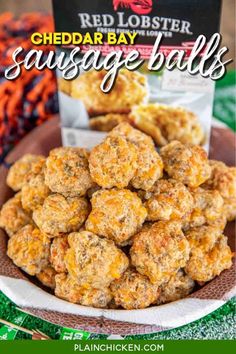 cheddar bay sausage balls on a plate