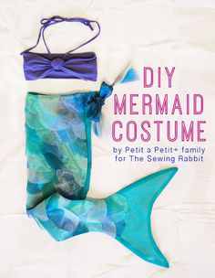 DIY Mermaid Costume – Video #sewing Tutorial Diy Mermaid Costume, Mermaid Costume Kids, Rabbit Diy, Mermaid Costume Diy, Sewing Rabbit, Girls Mermaid Tail, Diy Mermaid, Costume Tutorial